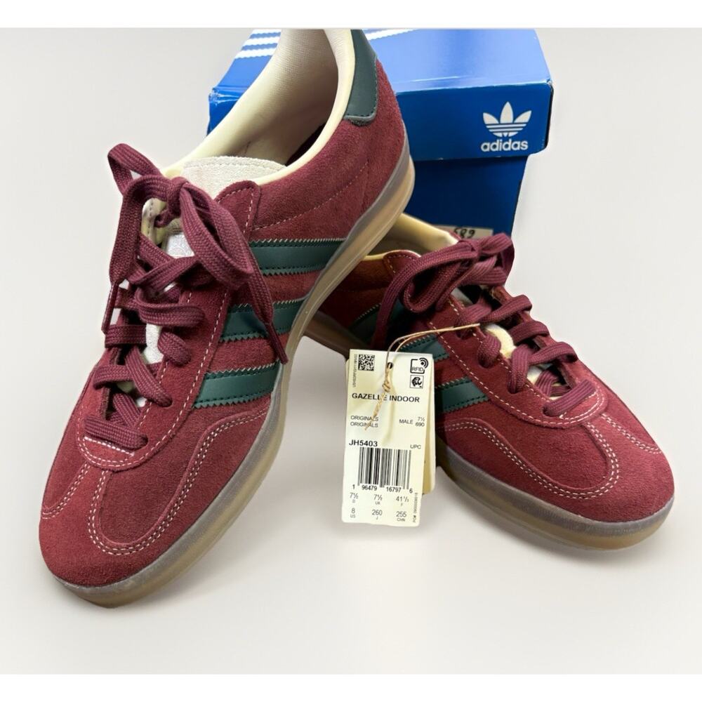Adidas Gazelle Indoor Men’s Size 8 Shadow Red/Shadow Green- JH5403 - Picture 1 of 7